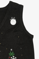 Vintage Black Reindeer In Snow Ugly Christmas Vest (2000s)