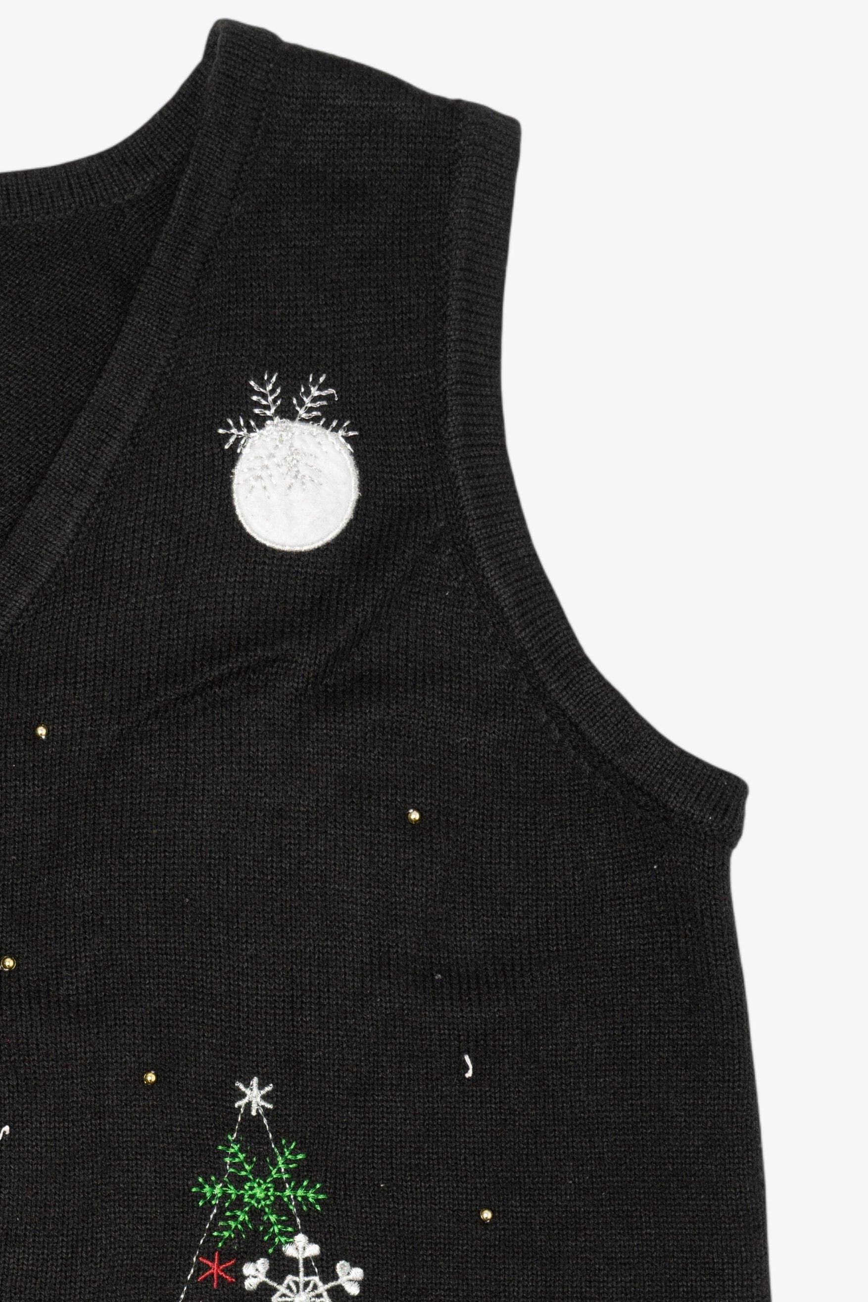 Vintage Black Reindeer In Snow Ugly Christmas Vest (2000s)