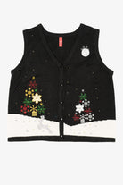 Vintage Black Reindeer In Snow Ugly Christmas Vest (2000s)