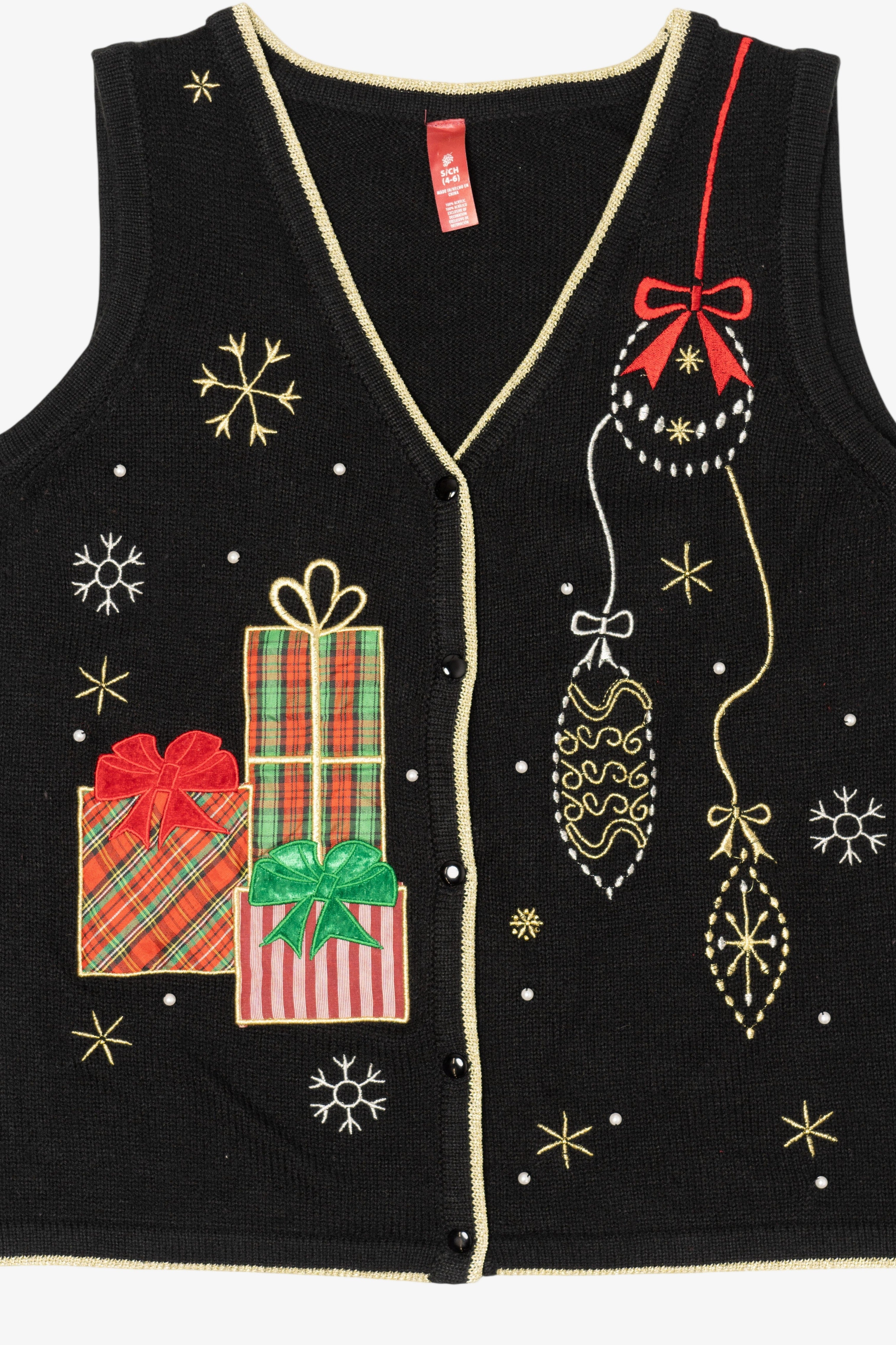 Vintage Black Presents Ugly Christmas Vest (2000s)