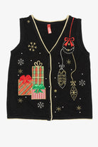 Vintage Black Presents Ugly Christmas Vest (2000s)
