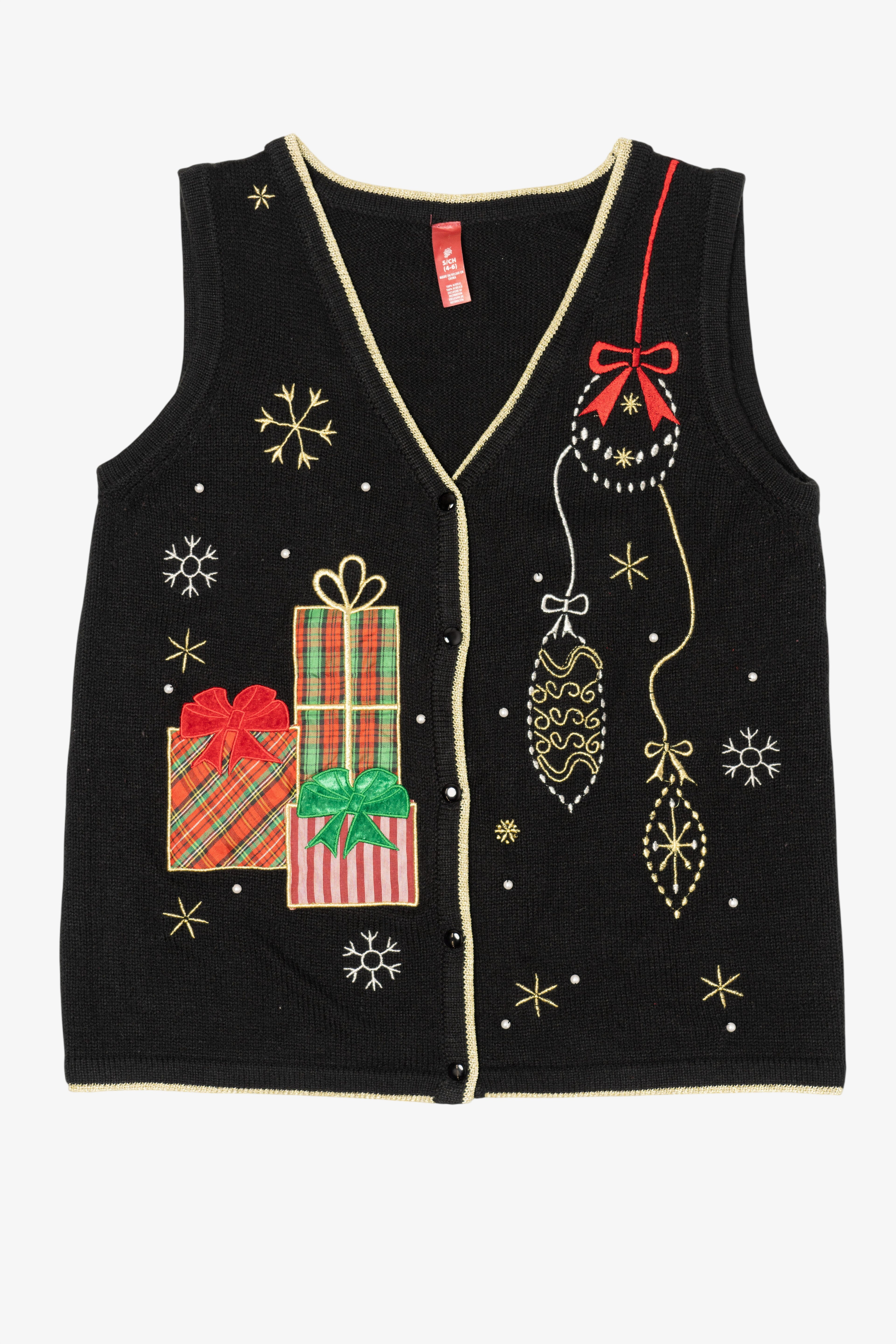 Vintage Black Presents Ugly Christmas Vest (2000s)