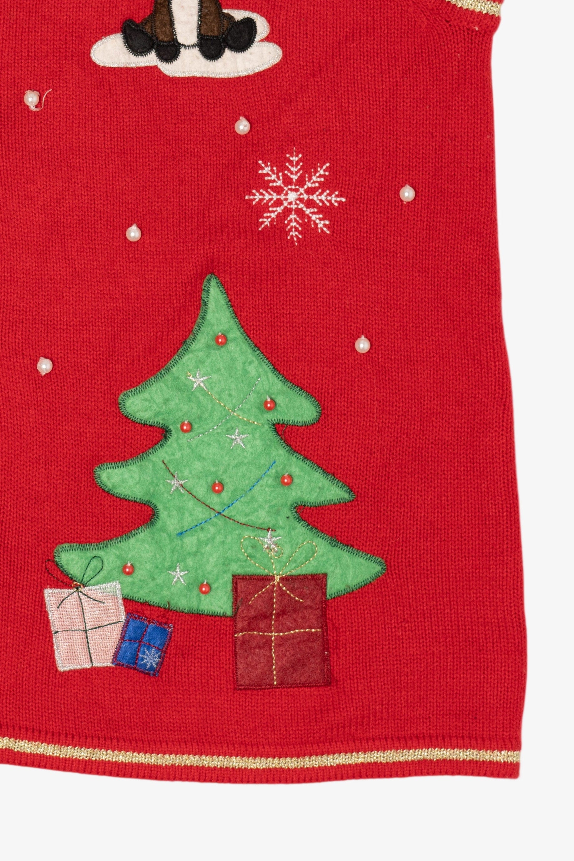 Vintage Red White Stag Snowman Ugly Christmas Vest (2000s)