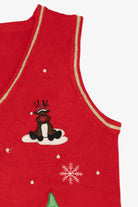 Vintage Red White Stag Snowman Ugly Christmas Vest (2000s)
