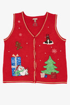 Vintage Red White Stag Snowman Ugly Christmas Vest (2000s)