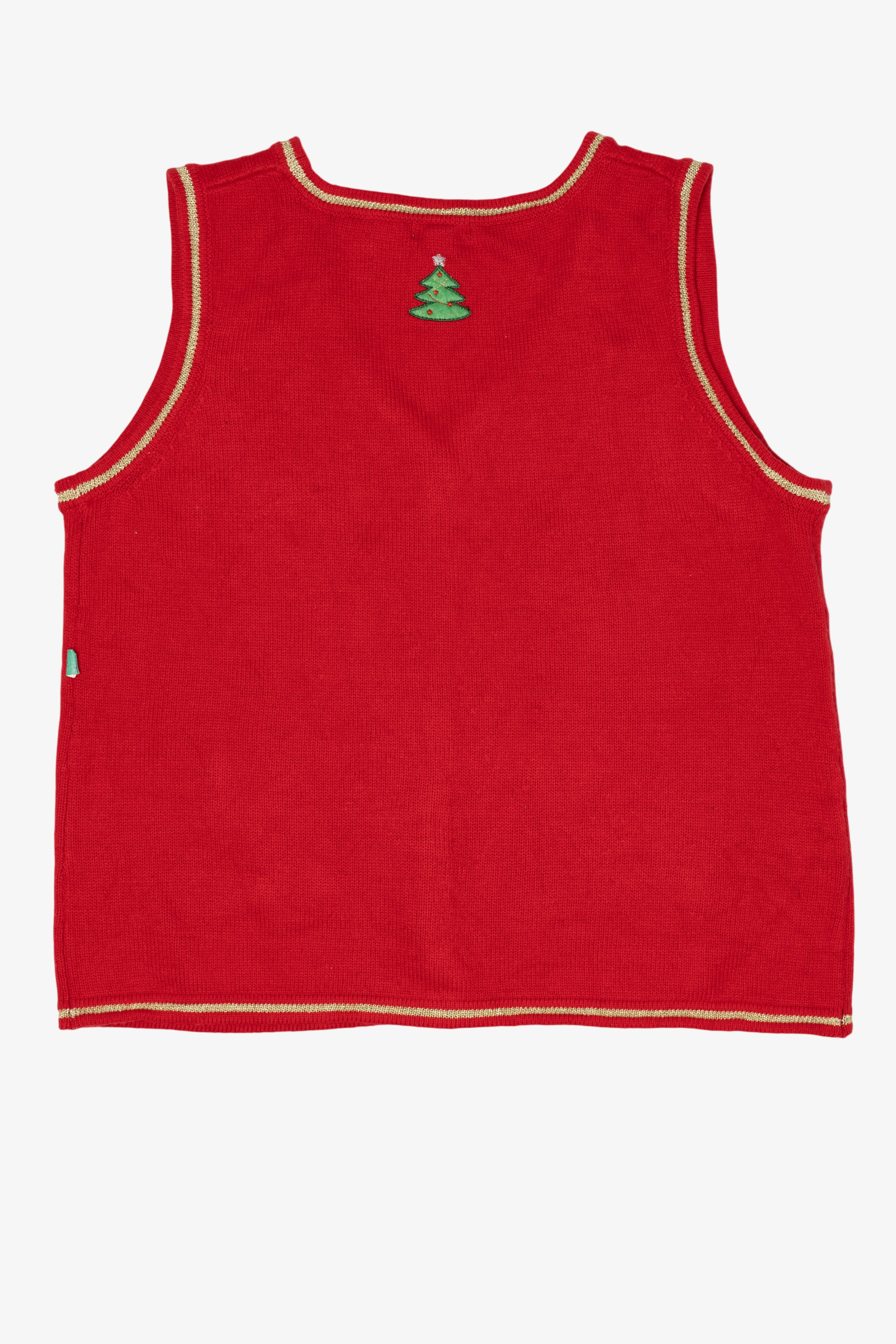 Vintage Red White Stag Snowman Ugly Christmas Vest (2000s)