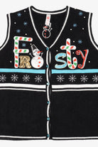 Vintage Black "Frosty" Snowmen Ugly Christmas Vest (2000s)
