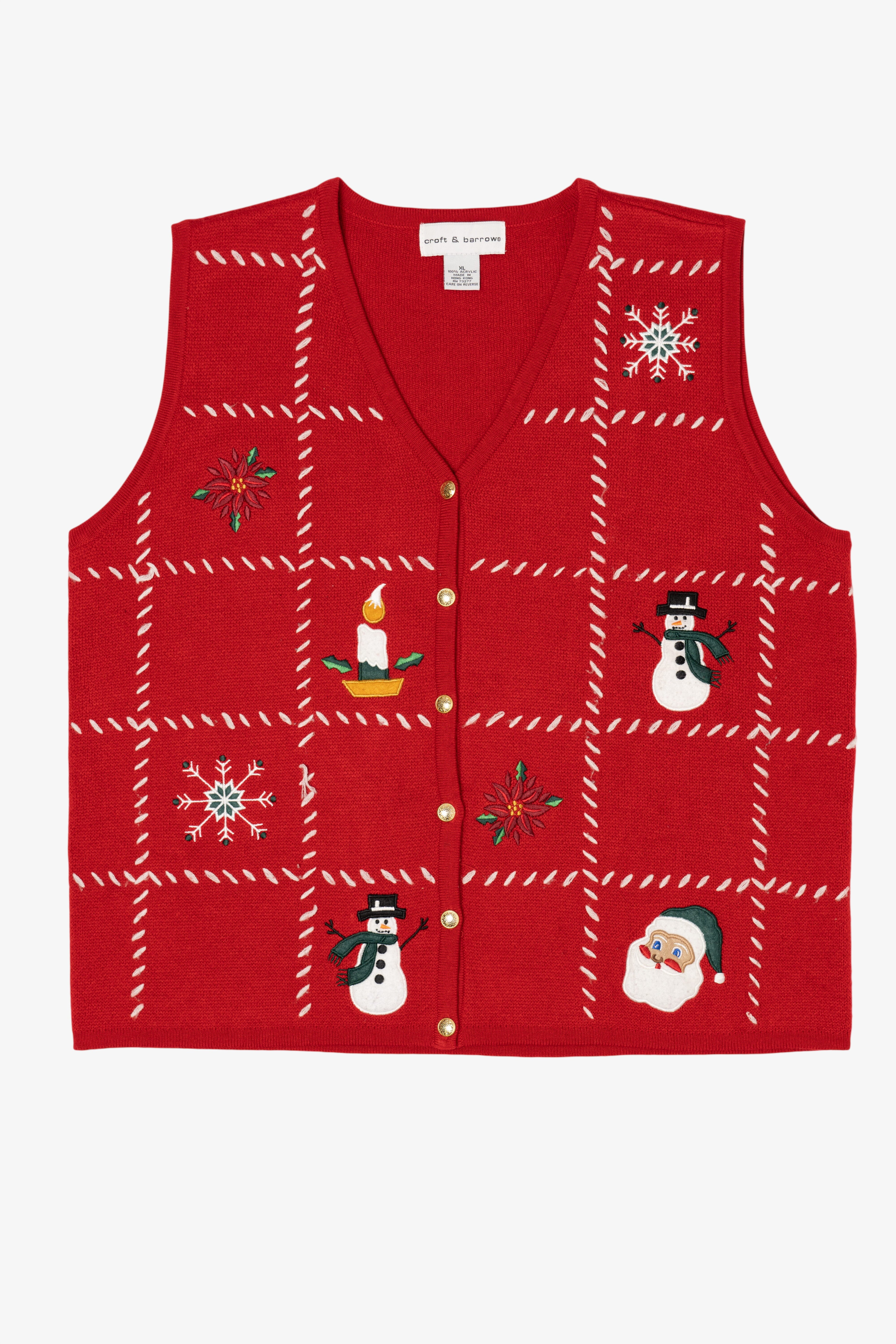 Vintage Red Croft & Barrow Snowmen Ugly Christmas Vest (2000s)