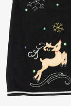 Vintage Black White Stag Reindeer Ugly Christmas Vest (2000s)