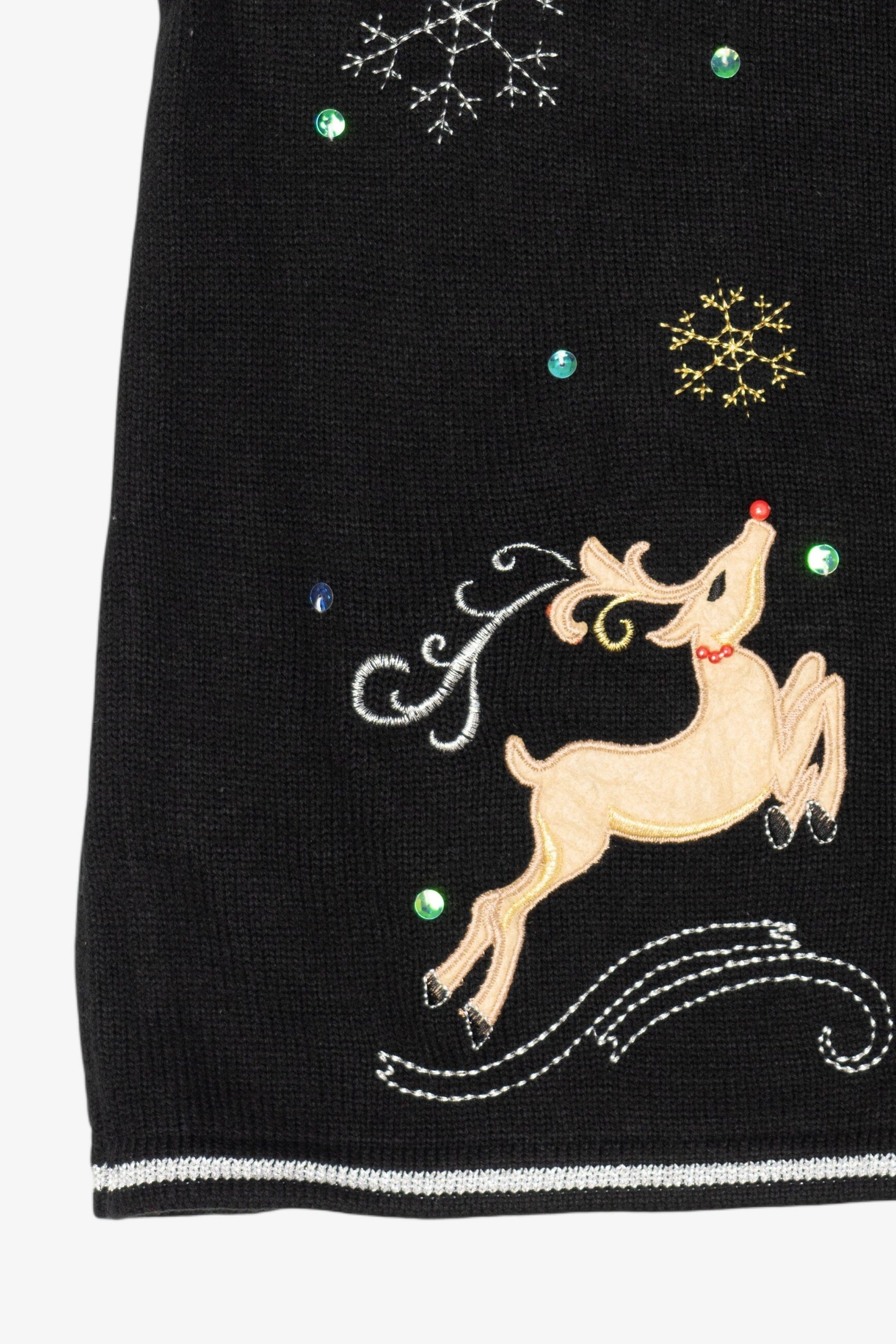 Vintage Black White Stag Reindeer Ugly Christmas Vest (2000s)