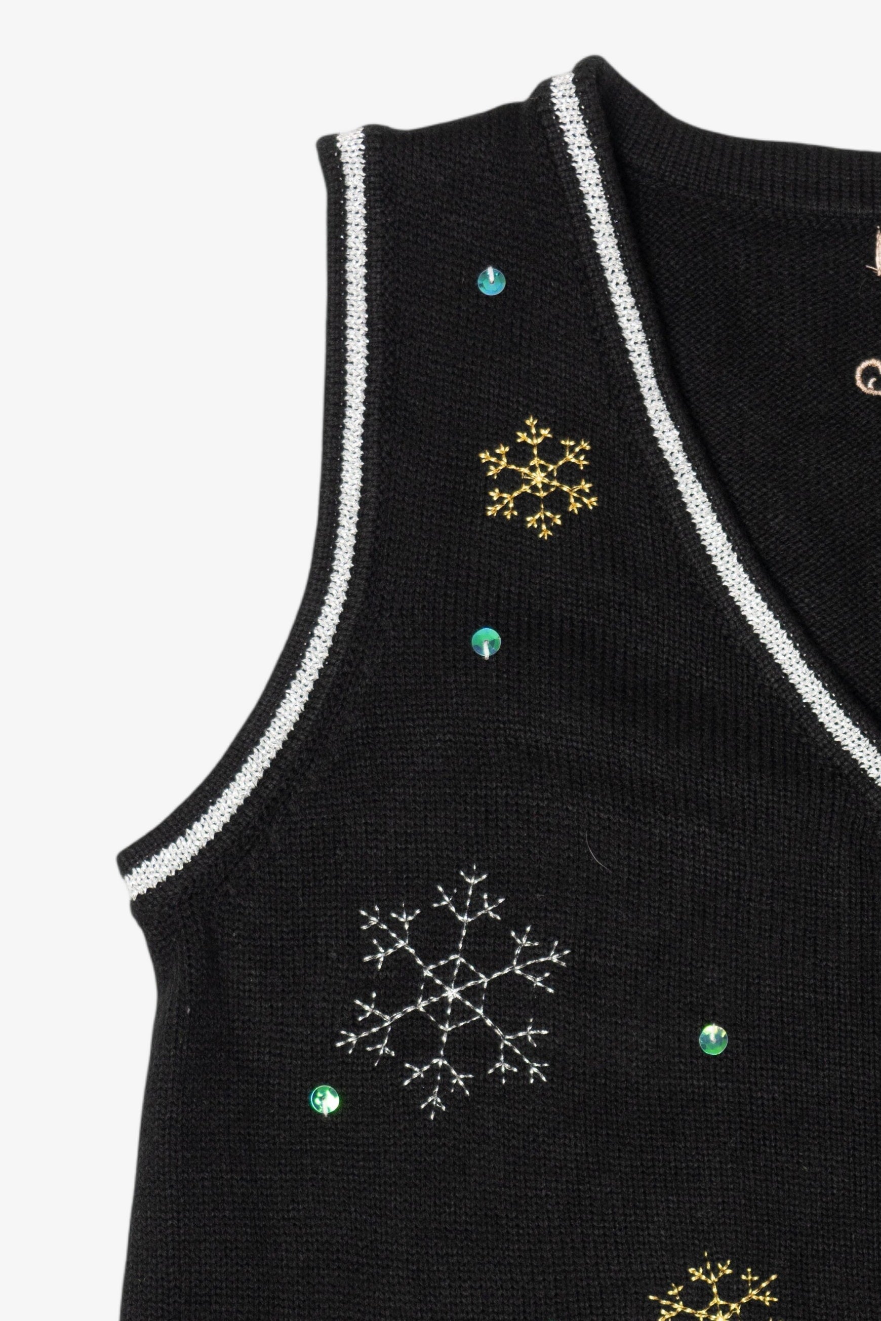 Vintage Black White Stag Reindeer Ugly Christmas Vest (2000s)