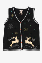 Vintage Black White Stag Reindeer Ugly Christmas Vest (2000s)
