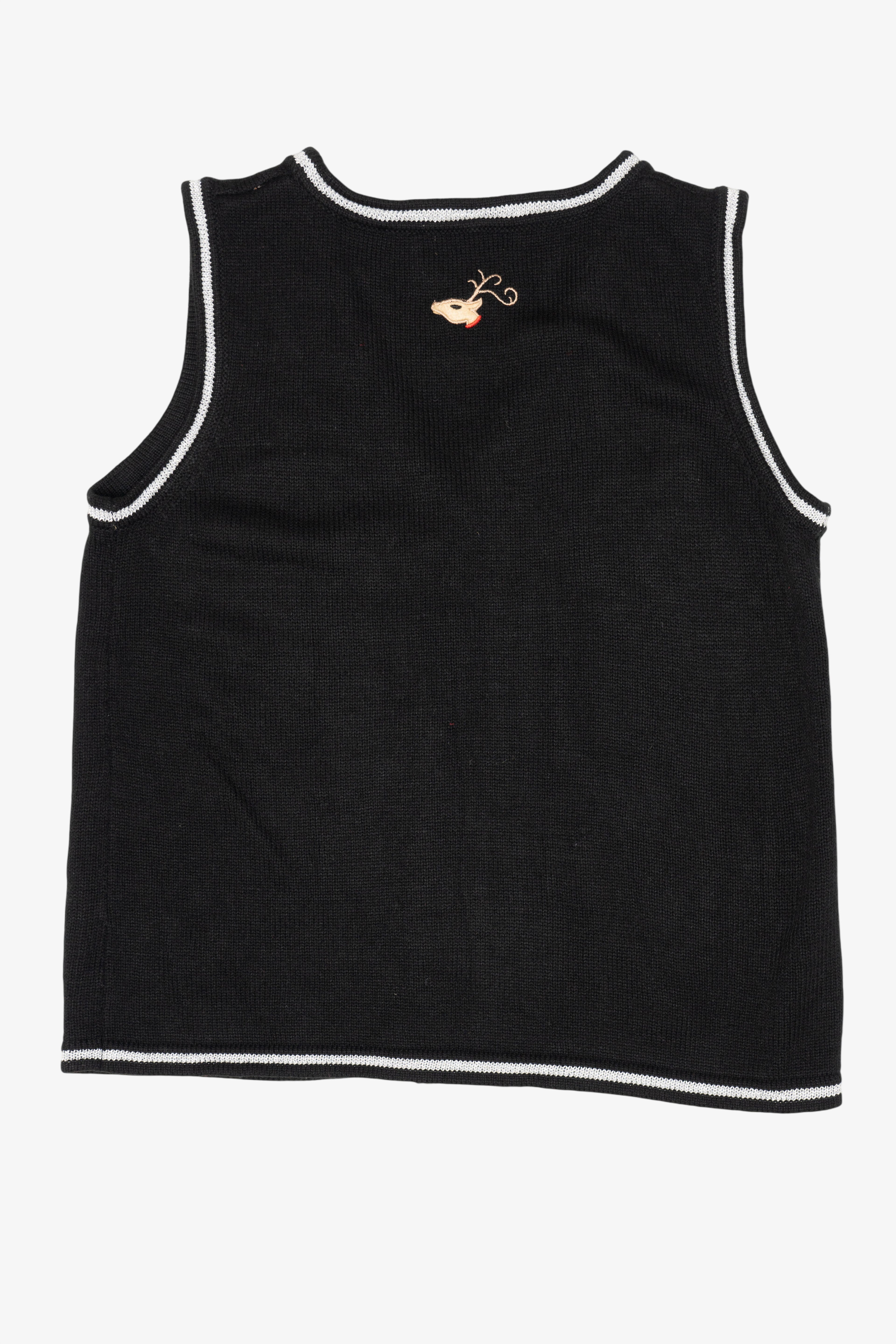 Vintage Black White Stag Reindeer Ugly Christmas Vest (2000s)