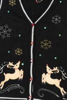 Vintage Black White Stag Reindeer Ugly Christmas Vest (2000s)