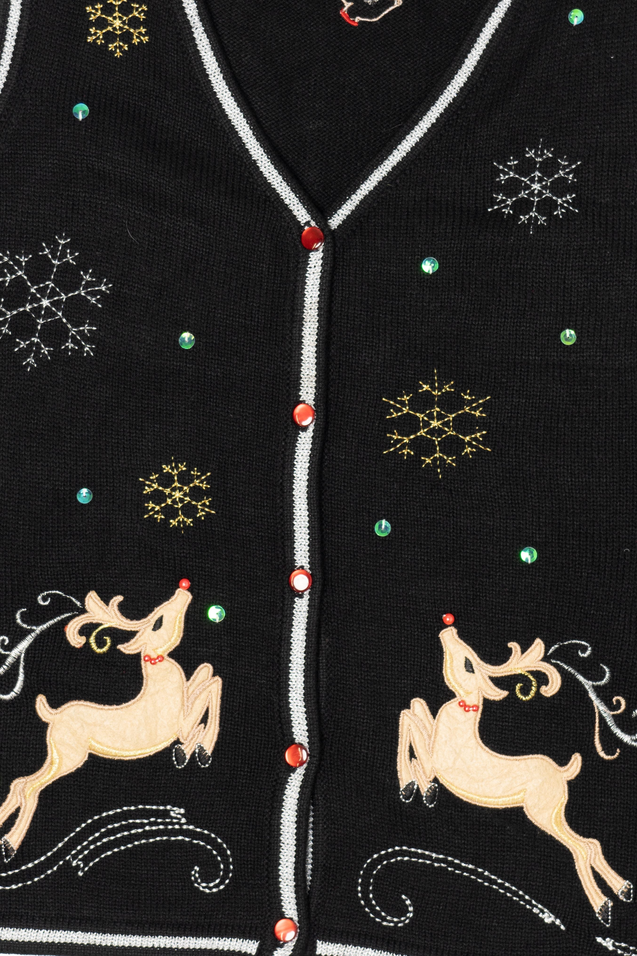 Vintage Black White Stag Reindeer Ugly Christmas Vest (2000s)