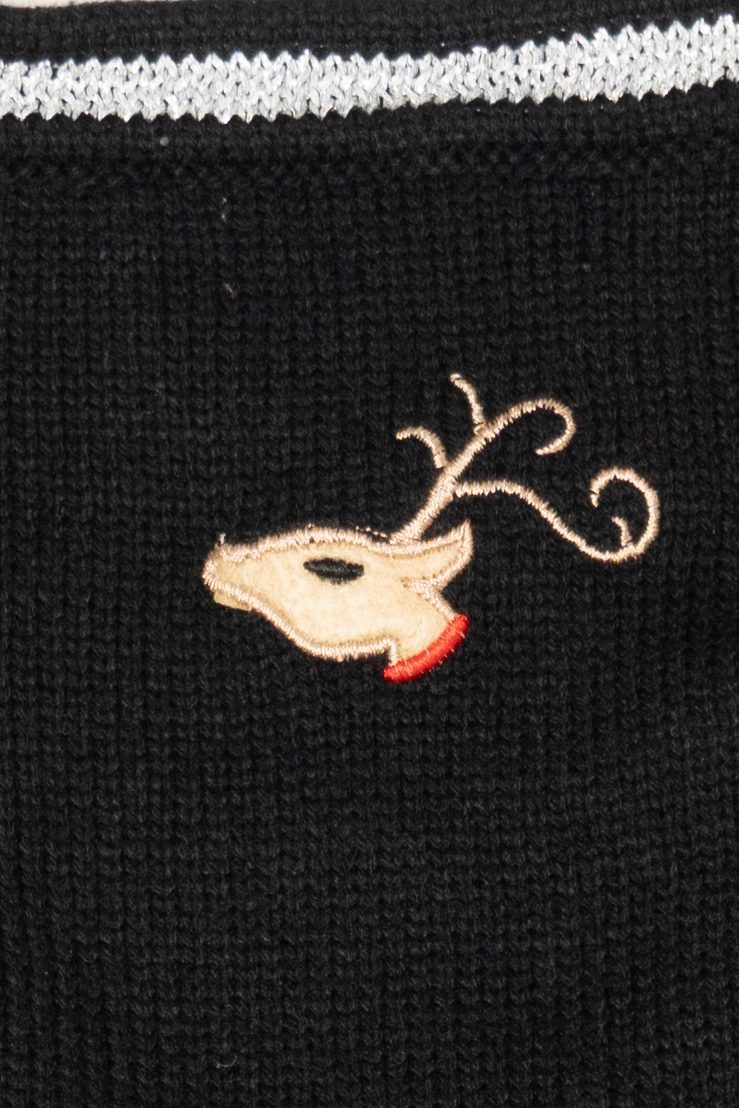 Vintage Black White Stag Reindeer Ugly Christmas Vest (2000s)