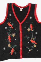 Vintage Black White Stag Cardinals Ugly Christmas Vest (2000s)