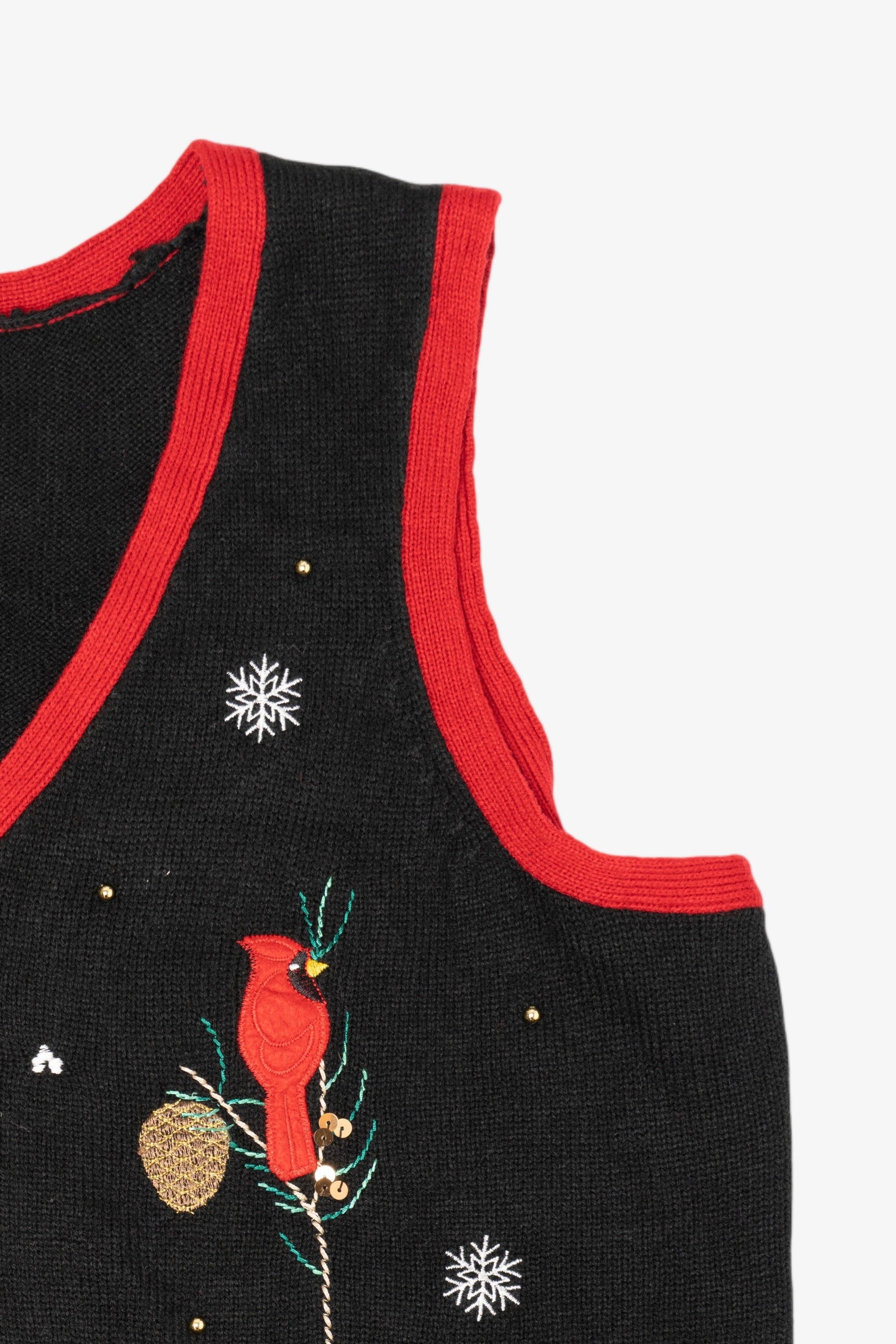 Vintage Black White Stag Cardinals Ugly Christmas Vest (2000s)