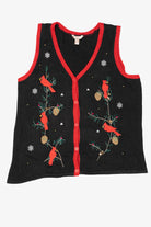 Vintage Black White Stag Cardinals Ugly Christmas Vest (2000s)