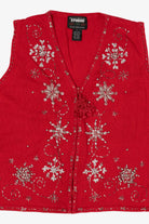 Vintage Red Designers Originals Studio Snowflakes Christmas Vest (1990s)