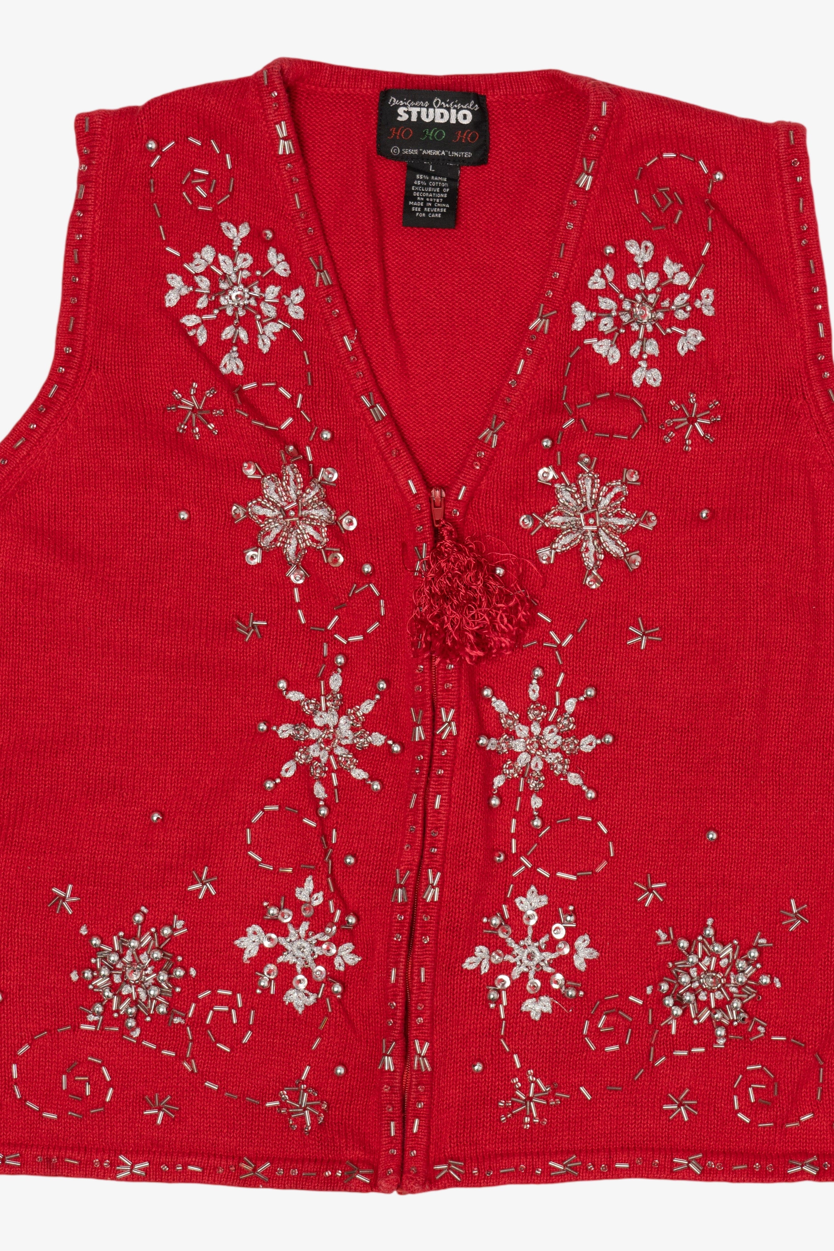 Vintage Red Designers Originals Studio Snowflakes Christmas Vest (1990s)