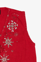 Vintage Red Designers Originals Studio Snowflakes Christmas Vest (1990s)