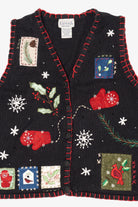 Vintage Black Basic Editions Ugly Christmas Vest (1990s)