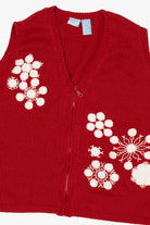 Vintage Red Holiday Editions Snowflakes Ugly Christmas Vest (1990s)