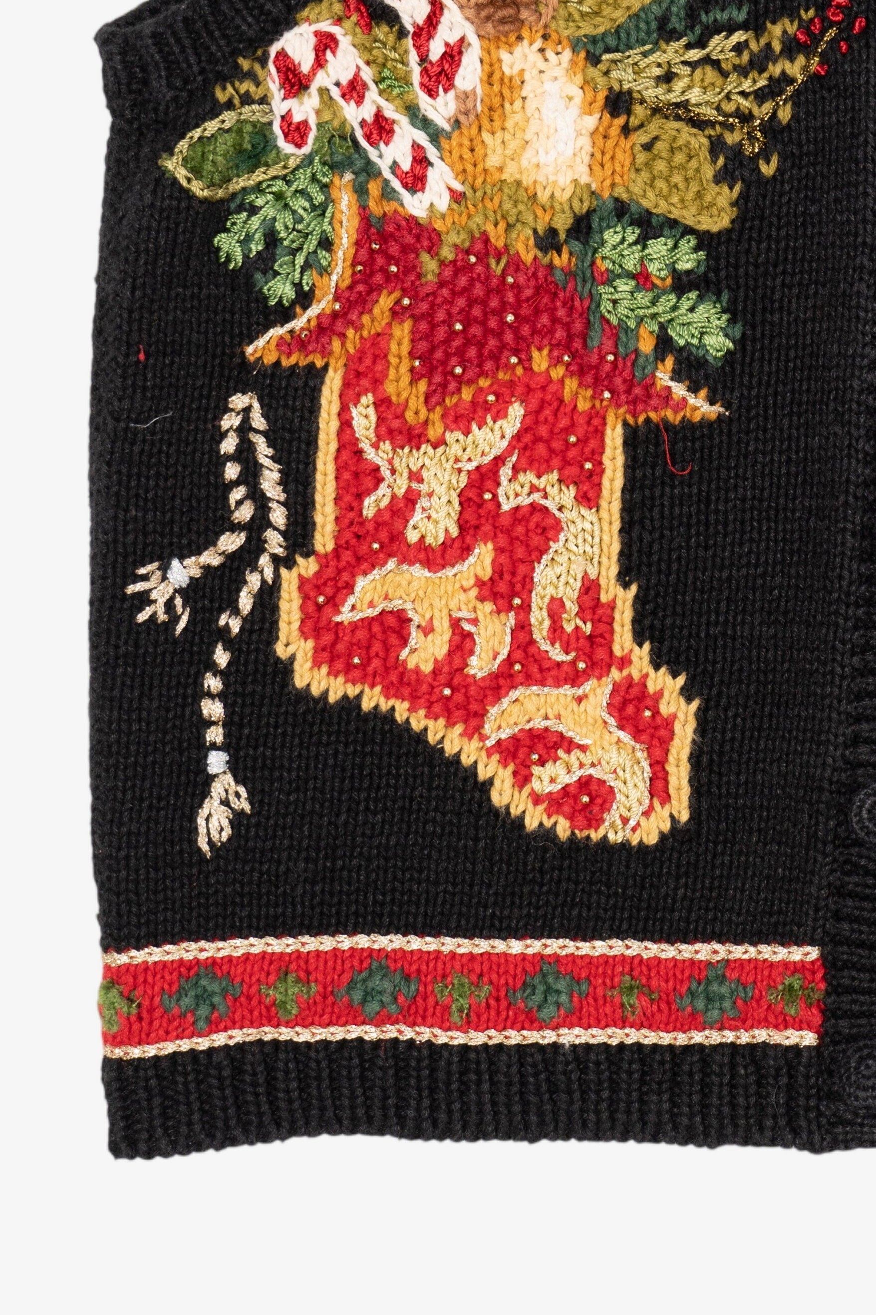 Vintage Black Tiara Stockings Ugly Christmas Vest (1990s)