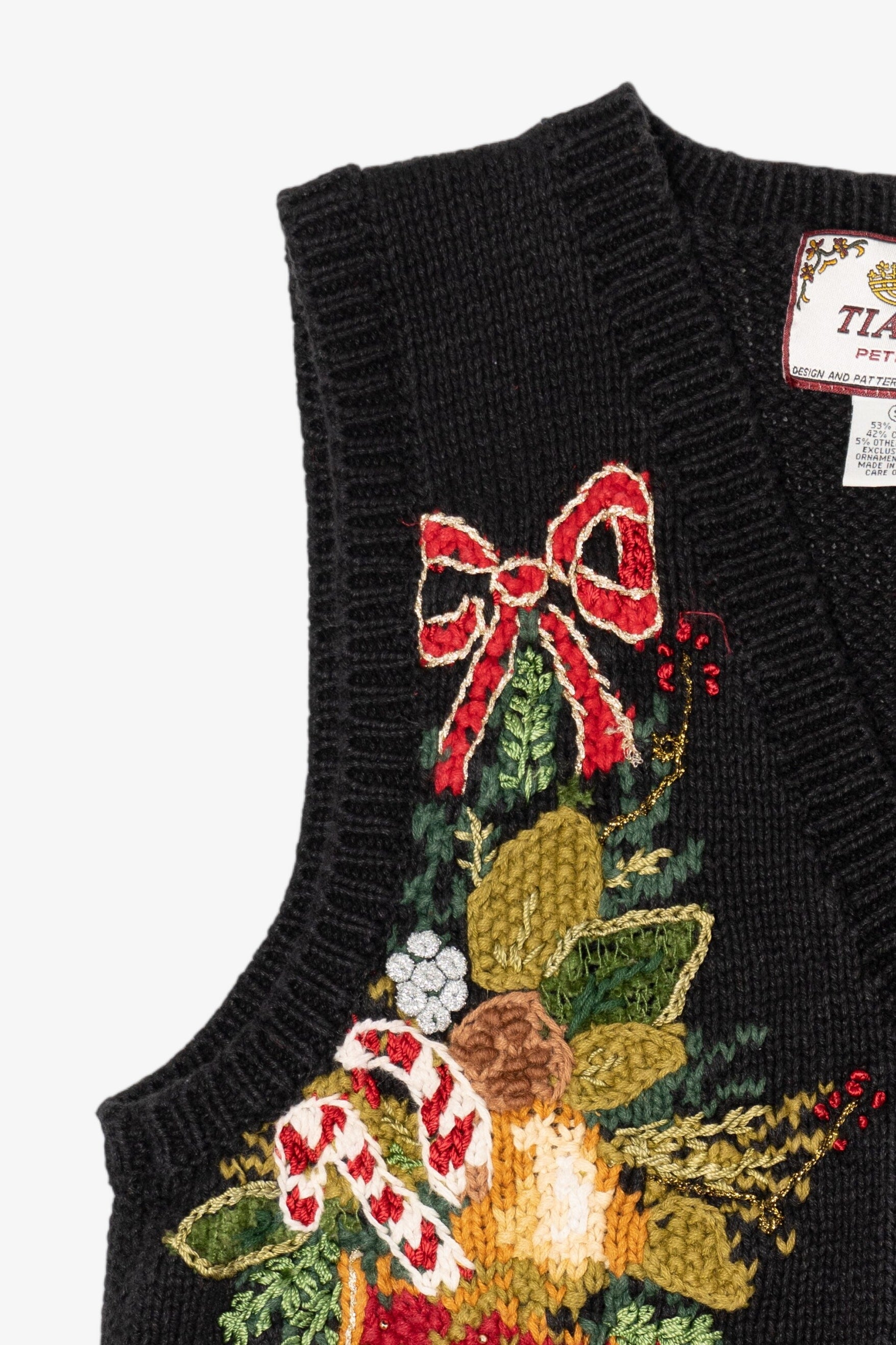 Vintage Black Tiara Stockings Ugly Christmas Vest (1990s)