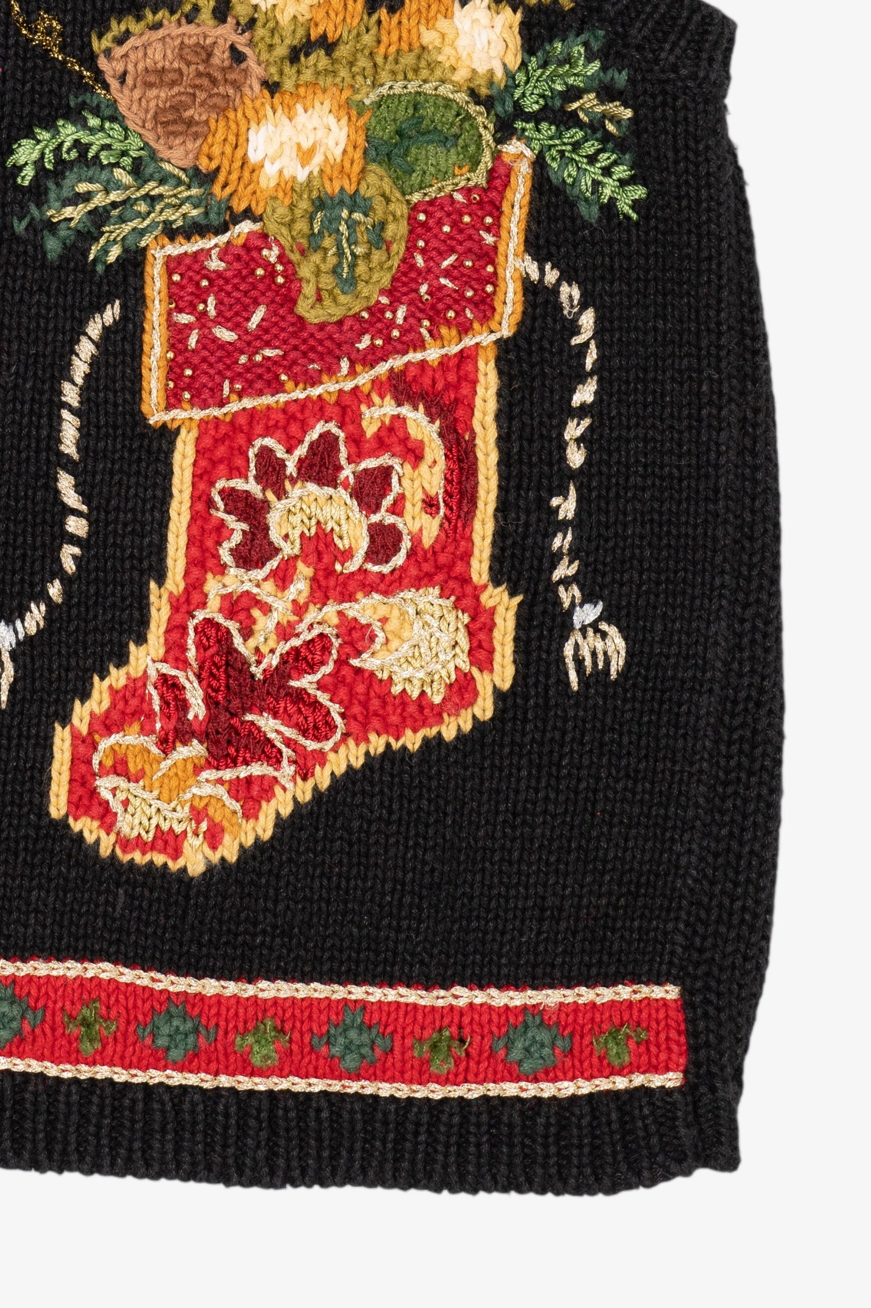 Vintage Black Tiara Stockings Ugly Christmas Vest (1990s)