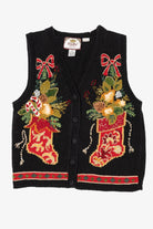 Vintage Black Tiara Stockings Ugly Christmas Vest (1990s)