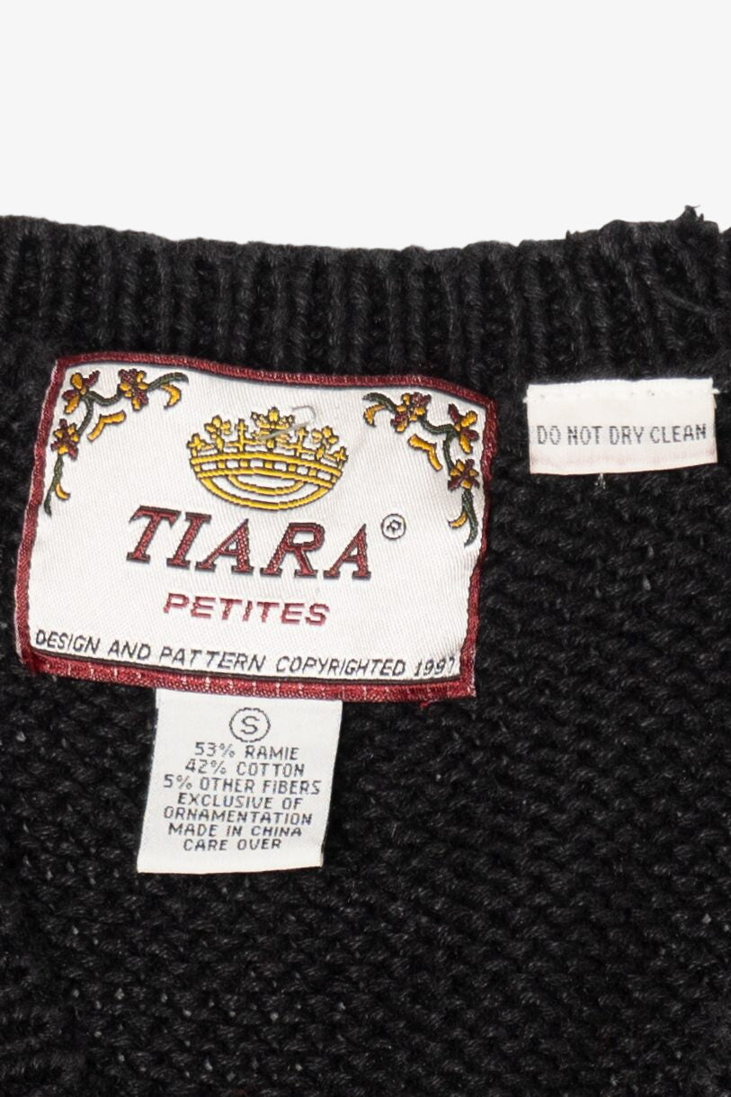 Vintage Black Tiara Stockings Ugly Christmas Vest (1990s)
