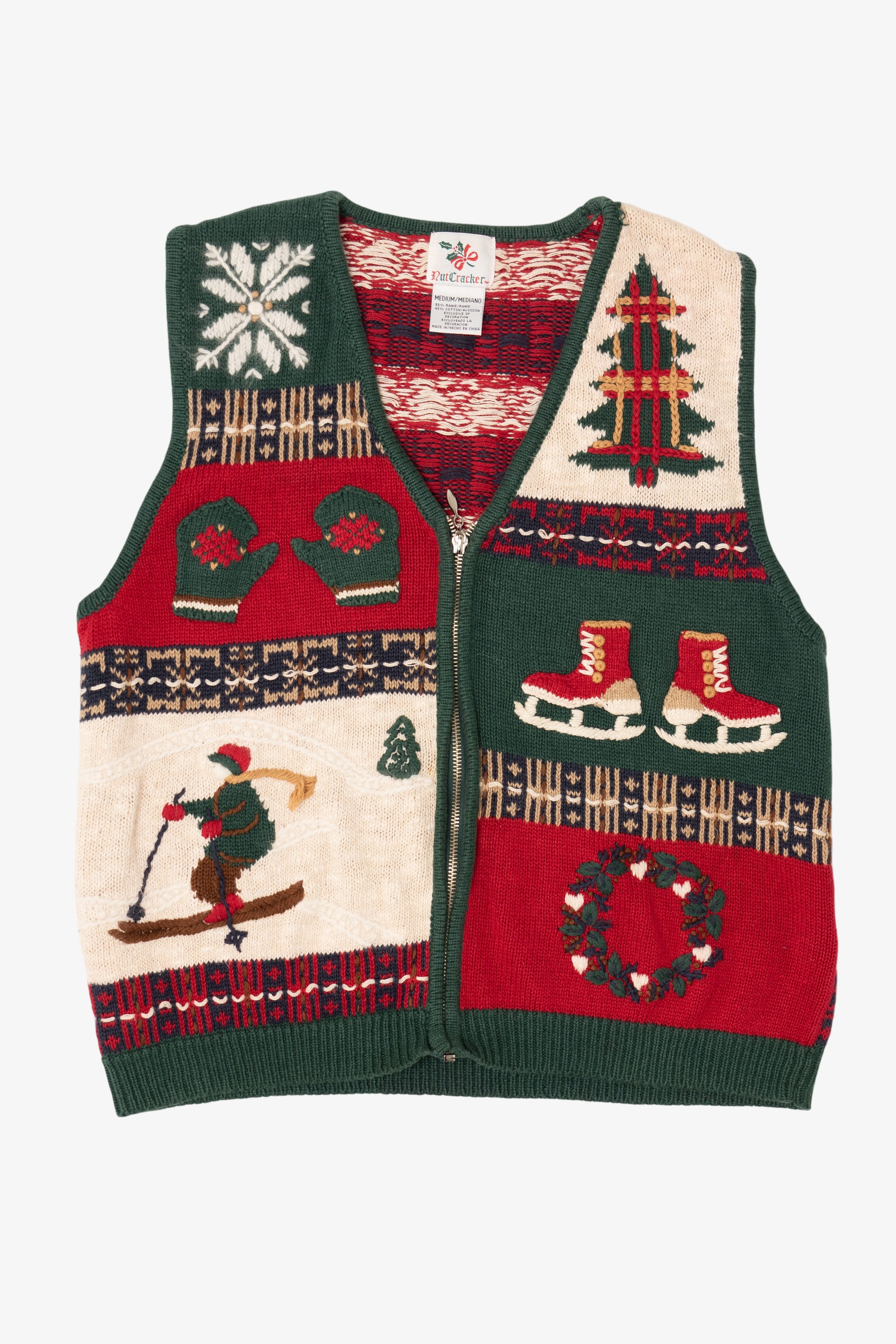 Vintage Red Nutcracker Ice Skating Ugly Christmas Vest (1990s)