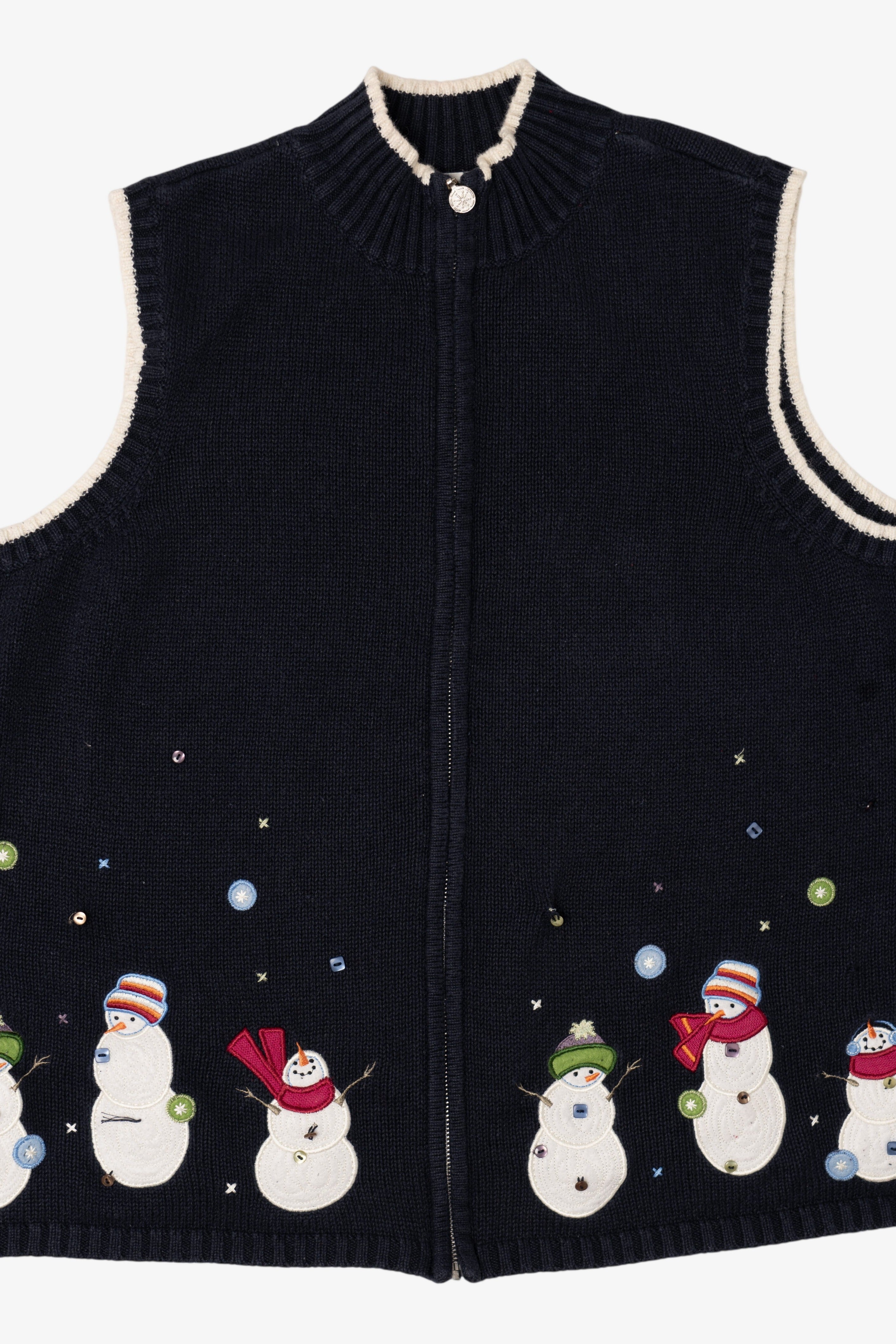 Vintage Black CJ Banks Snowmen Ugly Christmas Vest (2000s)