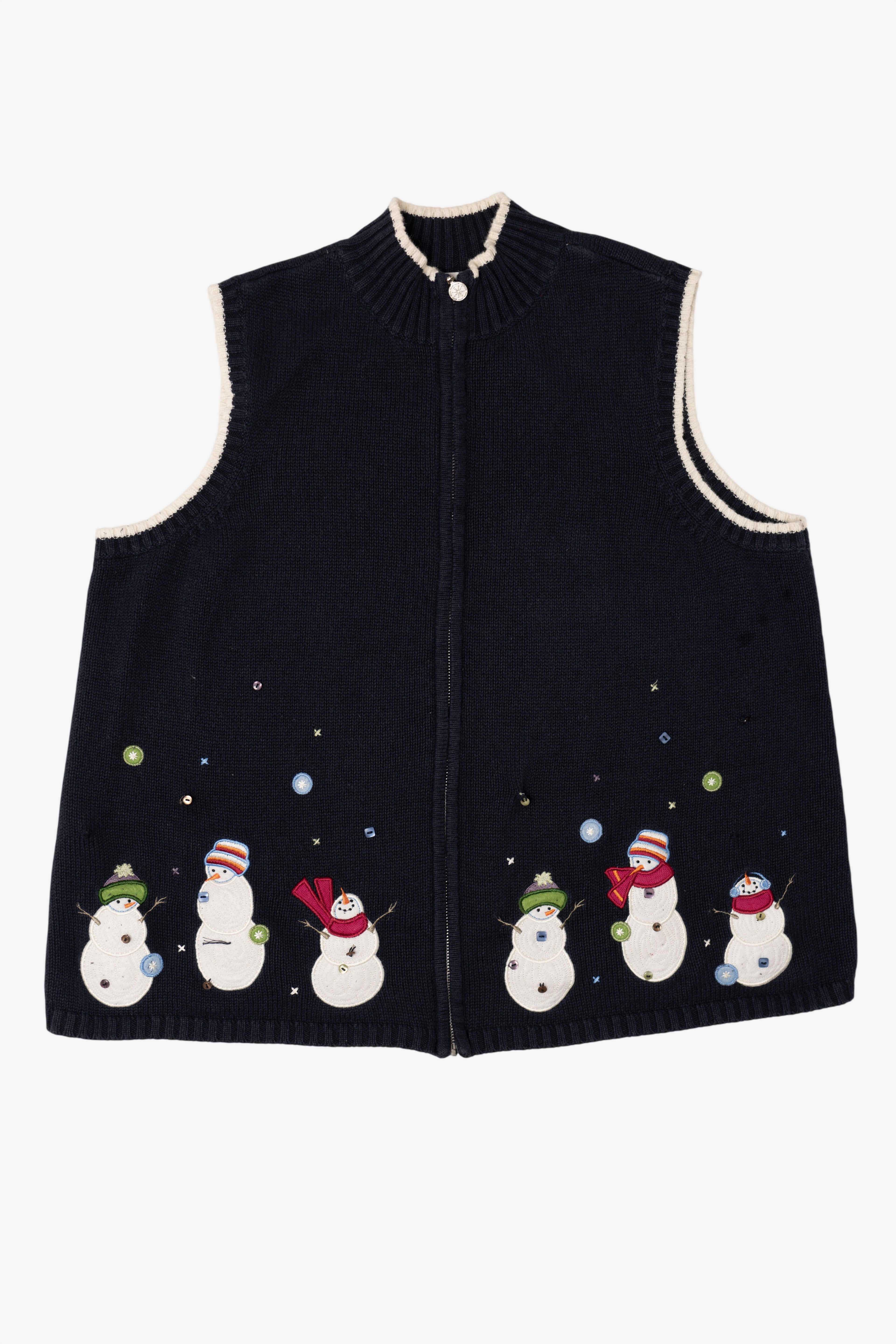 Vintage Black CJ Banks Snowmen Ugly Christmas Vest (2000s)