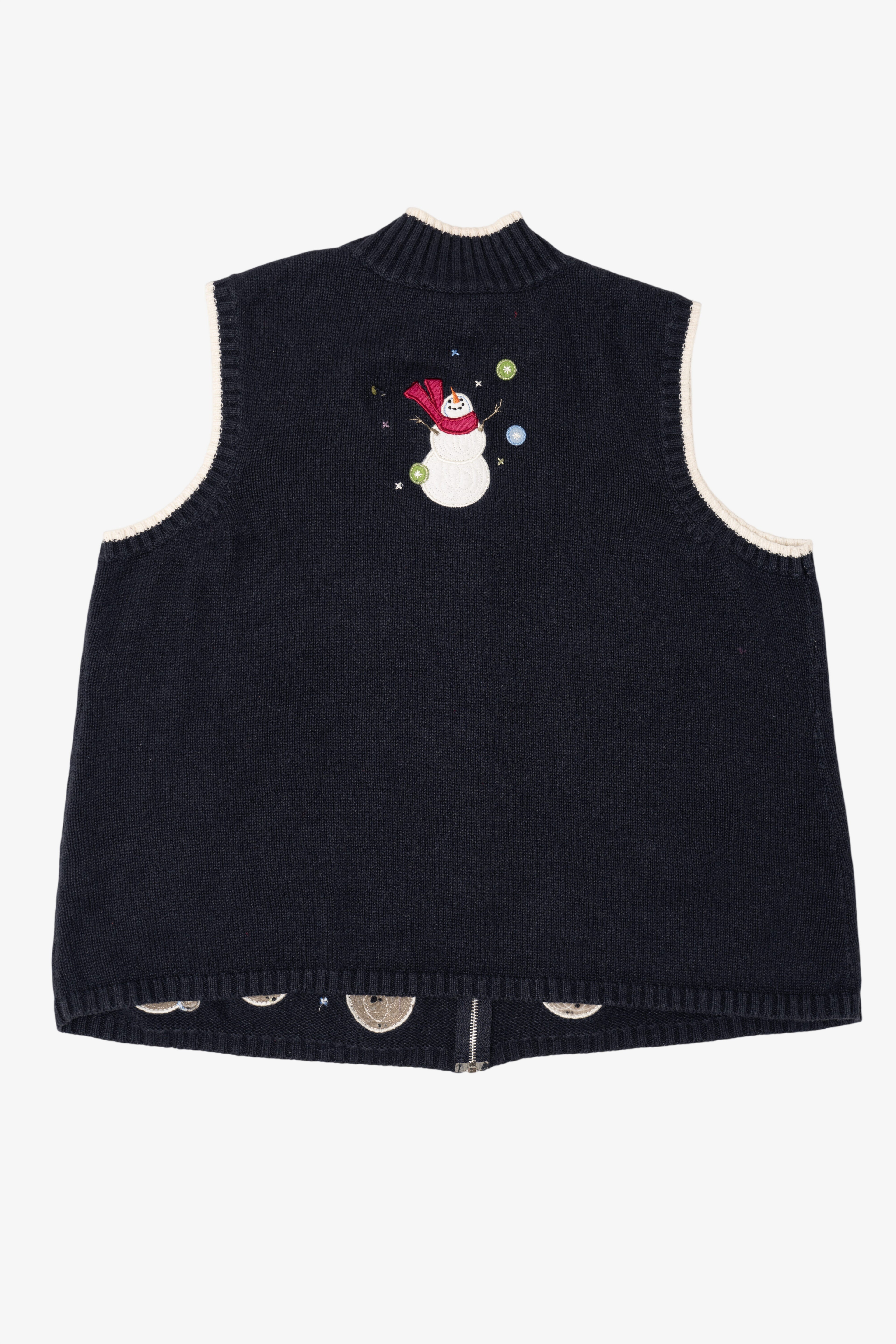 Vintage Black CJ Banks Snowmen Ugly Christmas Vest (2000s)