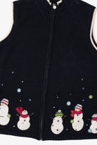 Vintage Black CJ Banks Snowmen Ugly Christmas Vest (2000s)