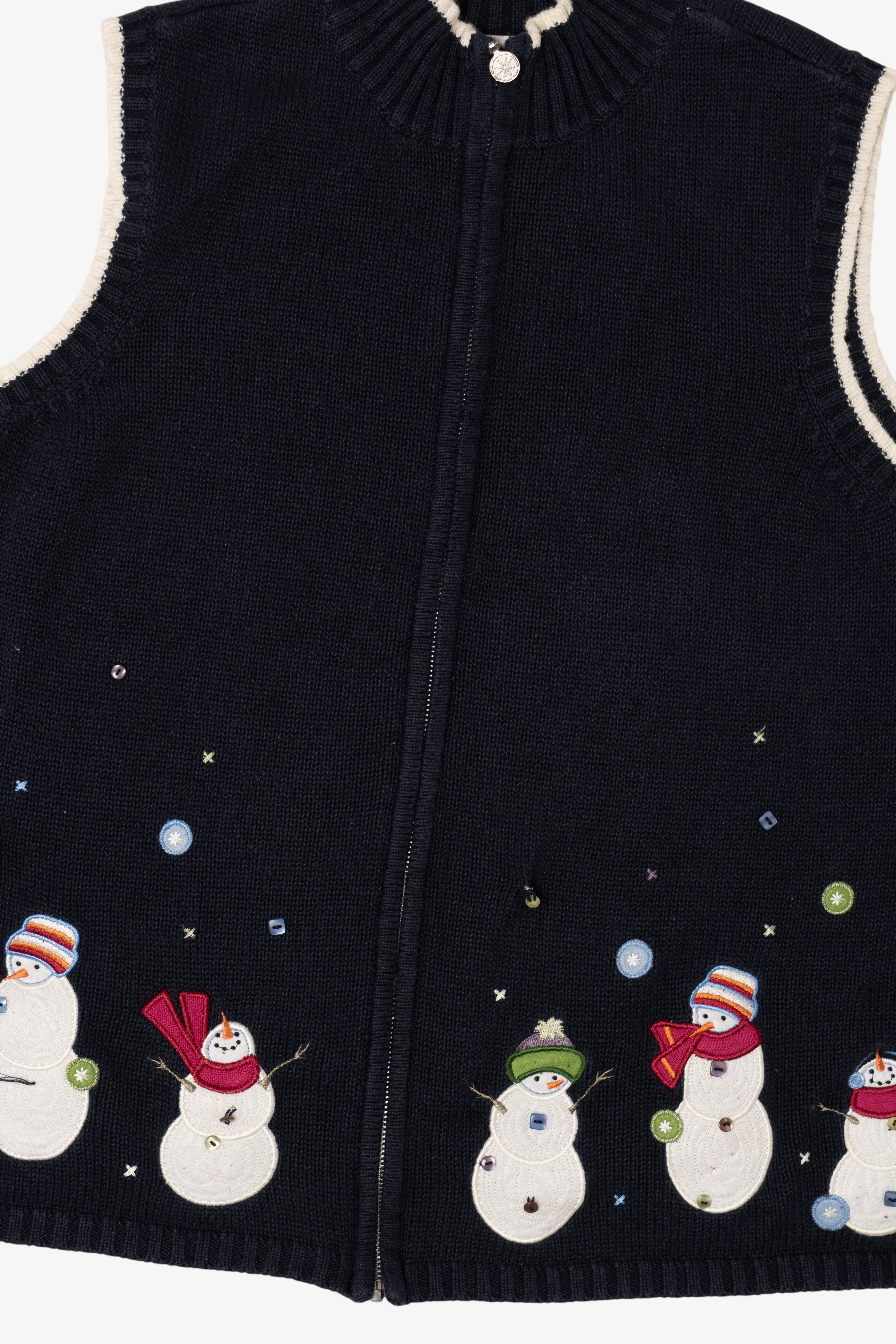 Vintage Black CJ Banks Snowmen Ugly Christmas Vest (2000s)