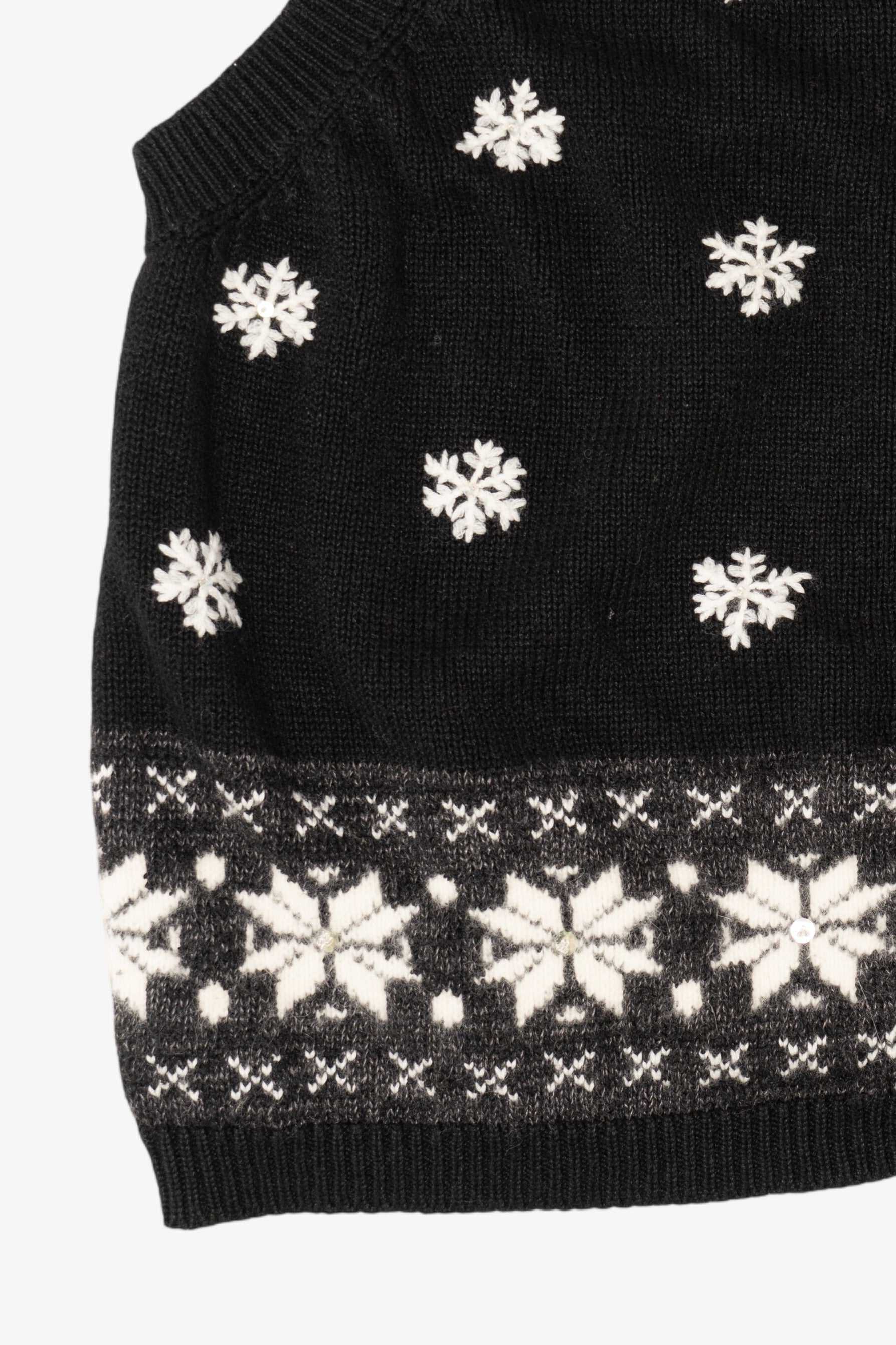 Vintage Black Snowflakes Ugly Christmas Vest (2000s)