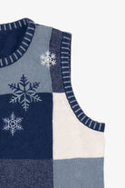 Vintage Blue Crystal Kobe Snowflakes Ugly Christmas Vest (2000s)