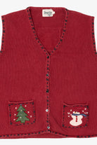 Vintage Red Cottage Cove Ugly Christmas Pocket Vest (1990s)