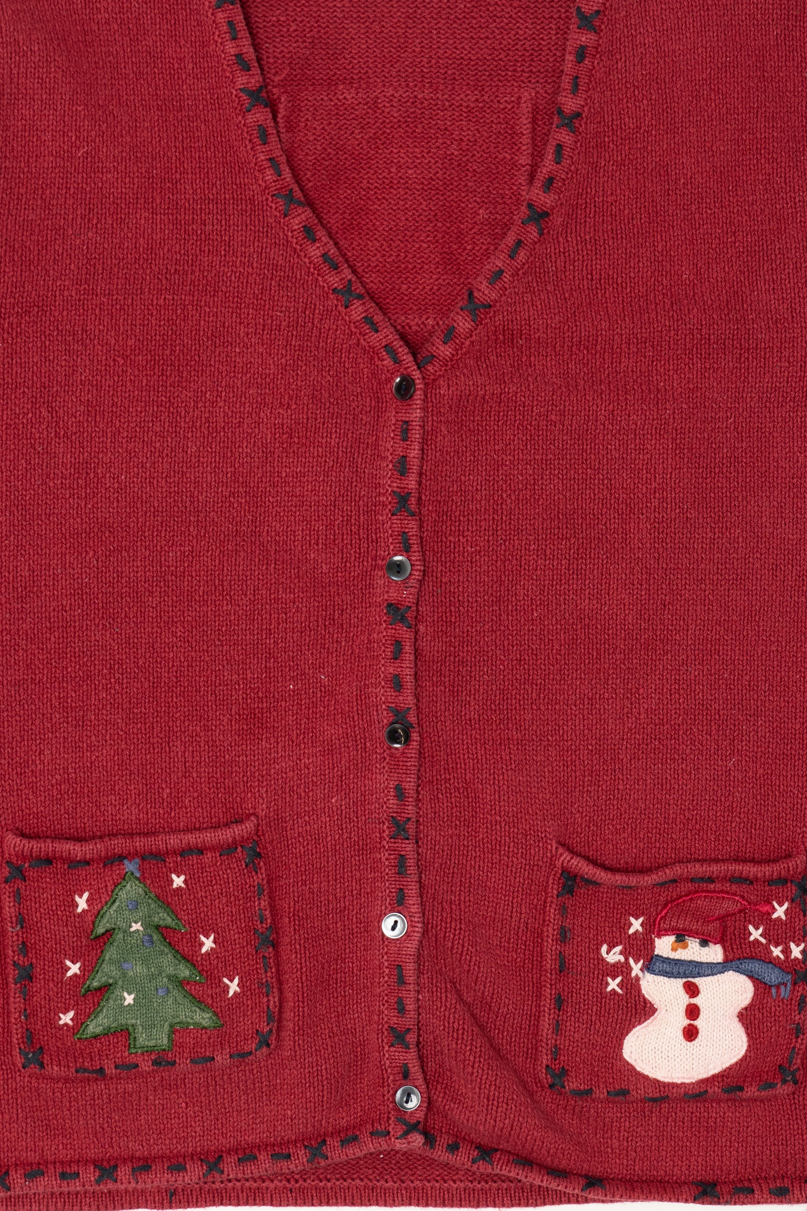 Vintage Red Cottage Cove Ugly Christmas Pocket Vest (1990s)