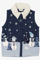Vintage Blue White Stag Snowmen Ugly Christmas Vest (2000s)