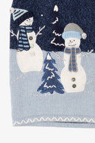 Vintage Blue White Stag Snowmen Ugly Christmas Vest (2000s)