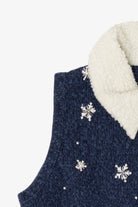 Vintage Blue White Stag Snowmen Ugly Christmas Vest (2000s)