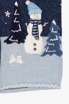 Vintage Blue White Stag Snowmen Ugly Christmas Vest (2000s)