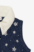 Vintage Blue White Stag Snowmen Ugly Christmas Vest (2000s)