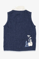 Vintage Blue White Stag Snowmen Ugly Christmas Vest (2000s)