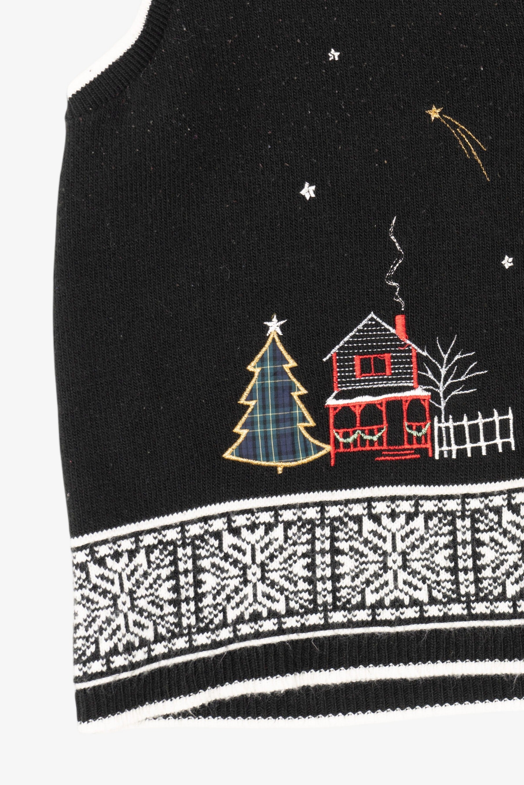 Vintage Black Southern Lady Embroidered Landscape Ugly Christmas Vest (1980s)